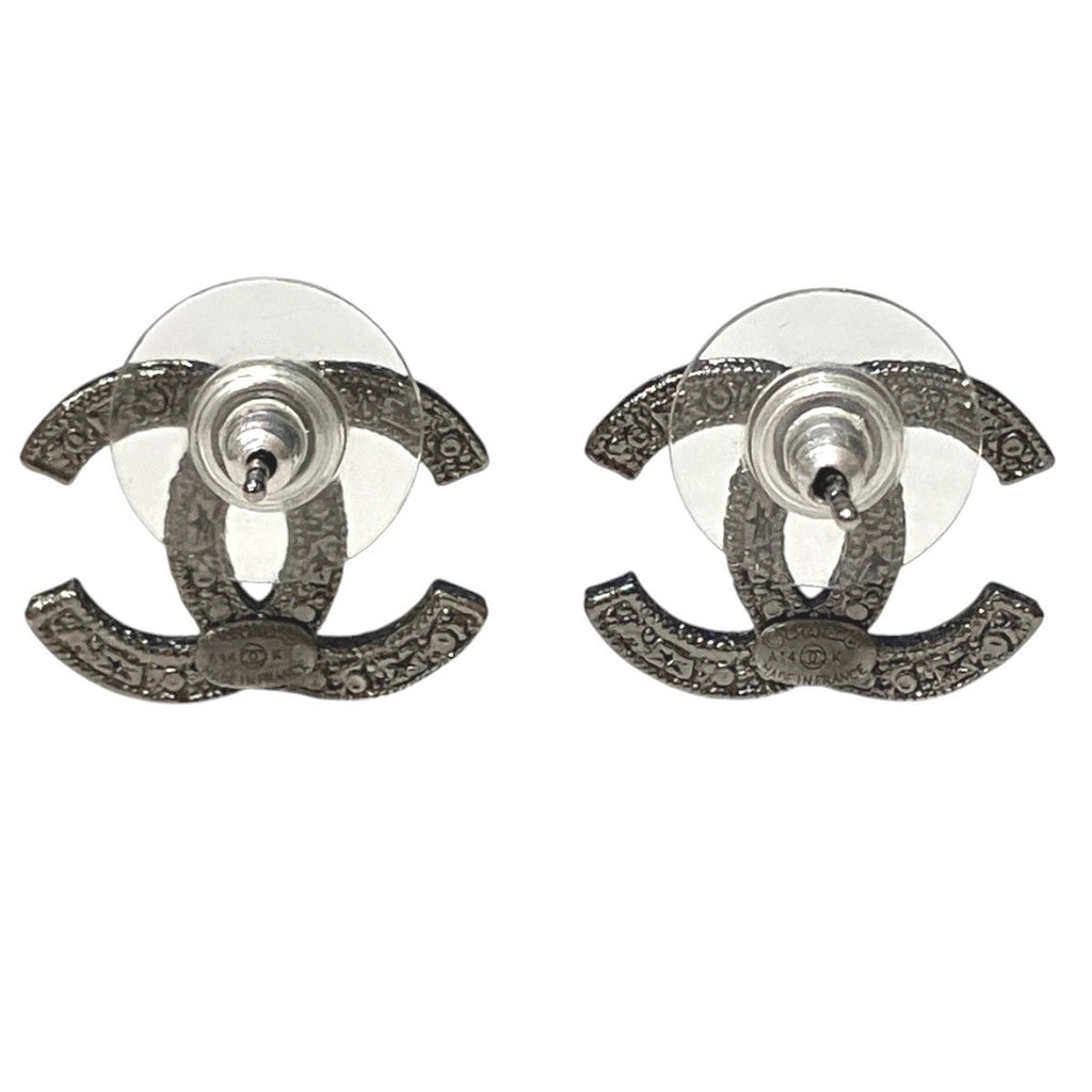 Chanel CC Logo Earrings Metal Rhinestone — view 3