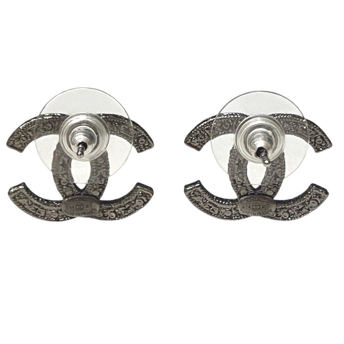 Chanel CC Logo Earrings Metal Rhinestone — view 3