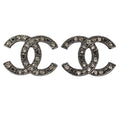 Chanel CC Logo Earrings Metal Rhinestone