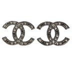 Chanel CC Logo Earrings Metal Rhinestone
