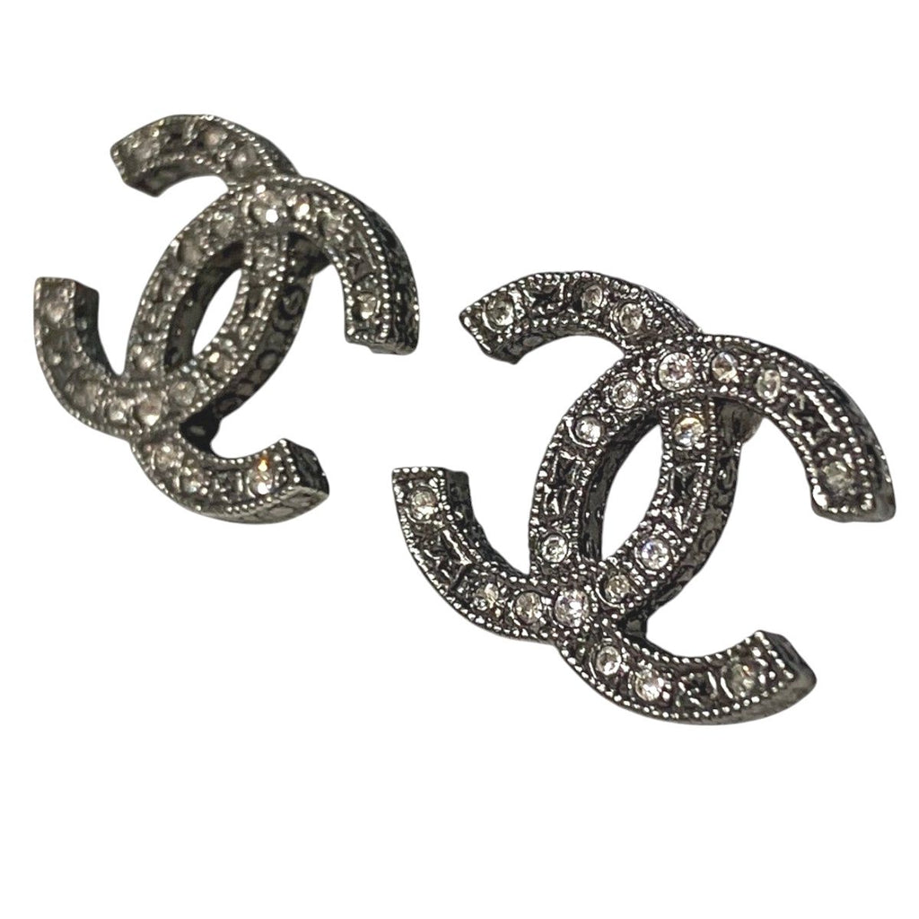 Chanel CC Logo Earrings Metal Rhinestone — view 2