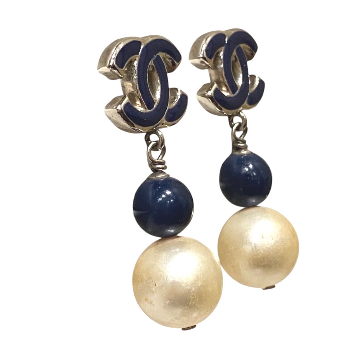 Chanel CC Logo Earrings Metal Faux Pearl — view 2