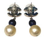 Chanel CC Logo Earrings Metal Faux Pearl — view 3