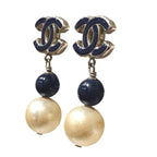 Chanel CC Logo Earrings Metal Faux Pearl — view 6
