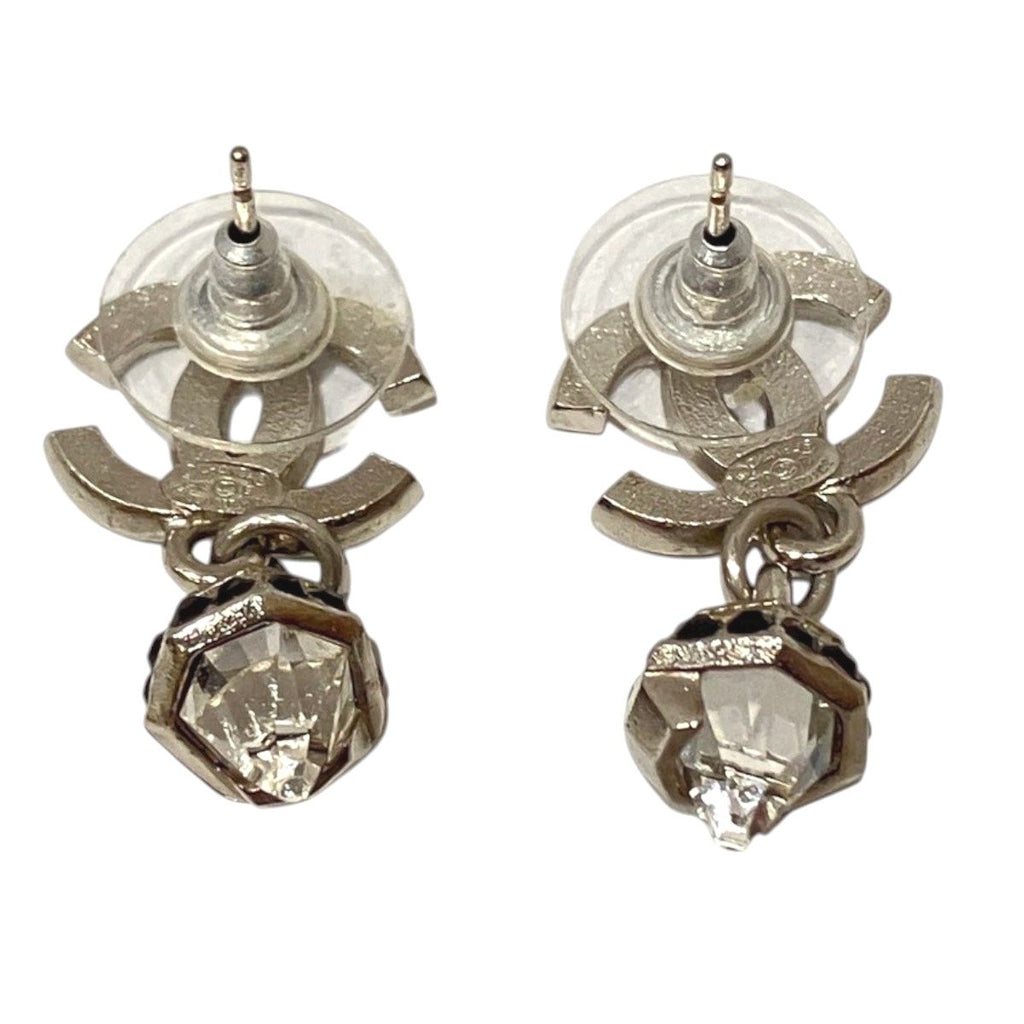 Chanel CC Logo Earrings Metal Rhinestone — view 3