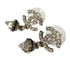 Chanel CC Logo Earrings Metal Rhinestone — view 2