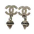 Chanel CC Logo Earrings Metal Rhinestone