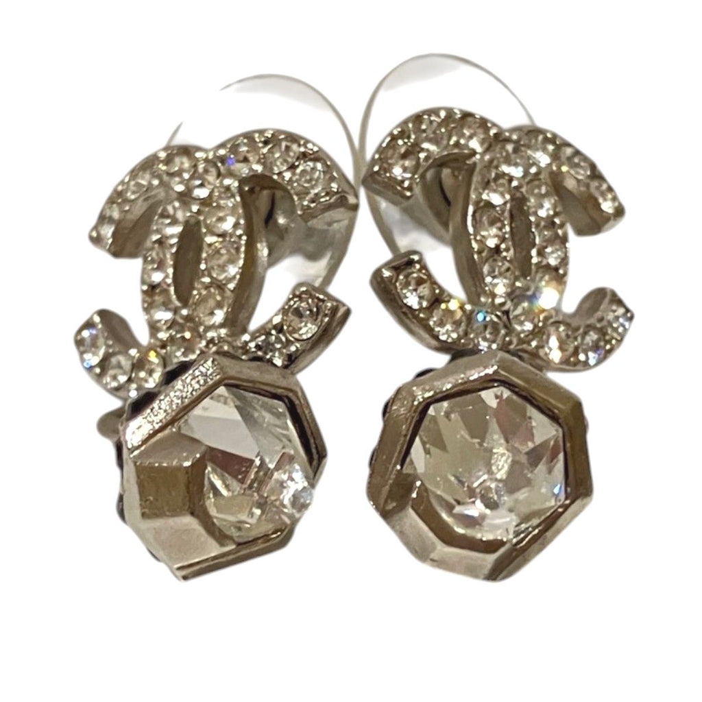 Chanel CC Logo Earrings Metal Rhinestone — view 8