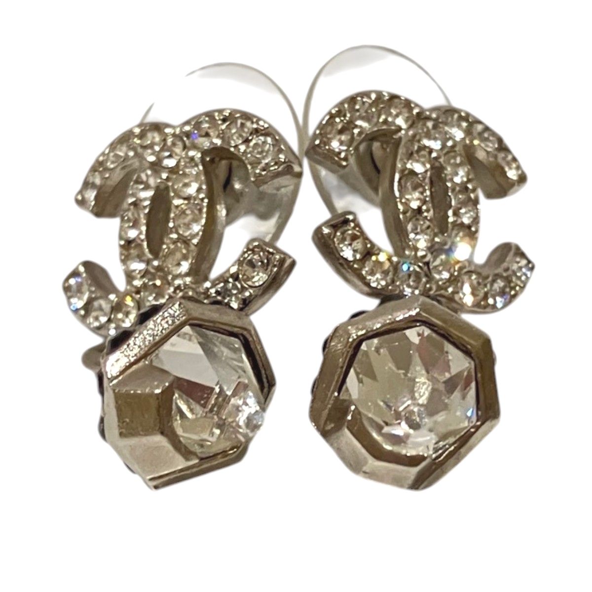 Chanel CC Logo Earrings Metal Rhinestone — view 8