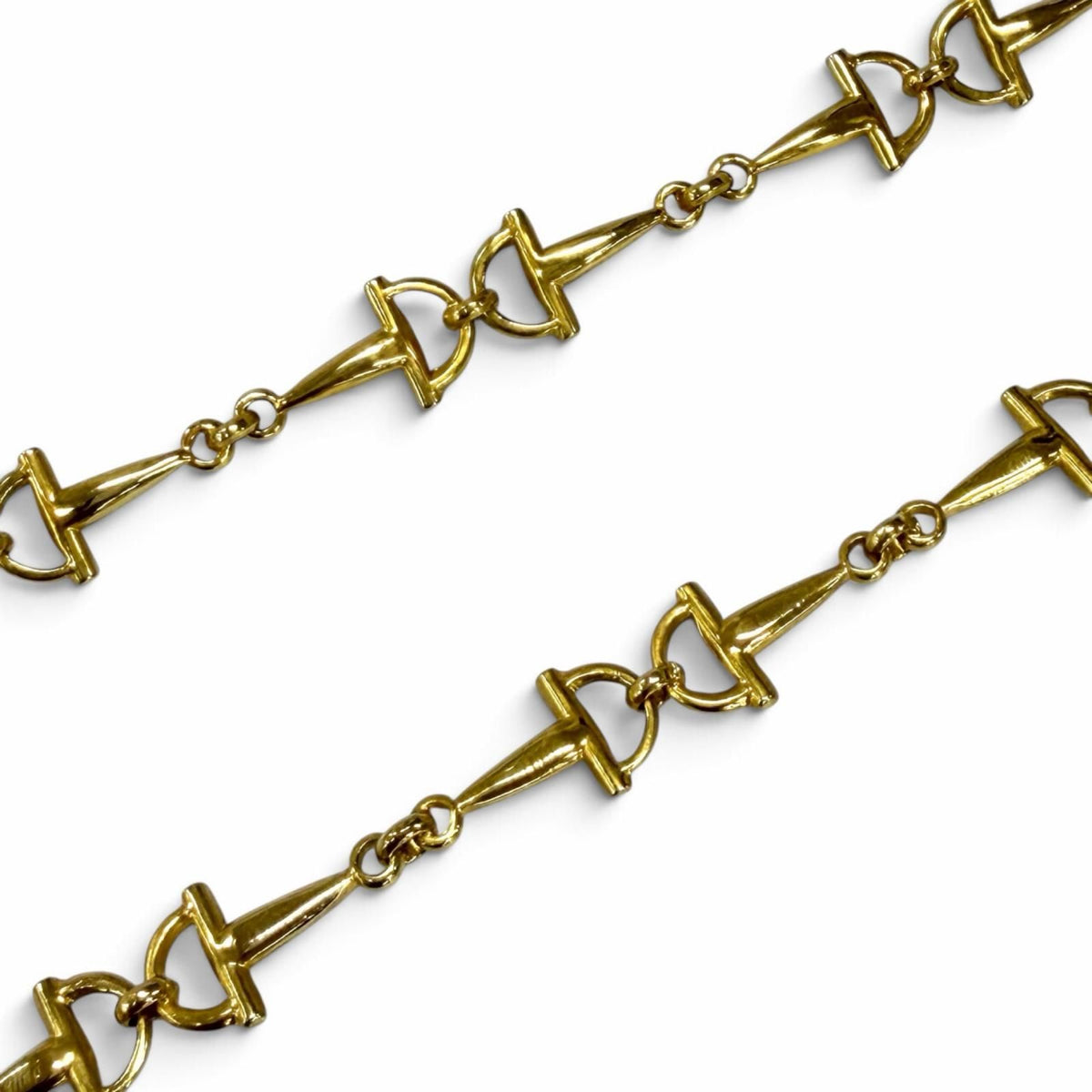 Celine Vintage Triomphe Horsebit Chain Long Necklace Gold — view 6