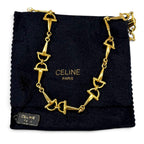 Celine Vintage Triomphe Horsebit Chain Long Necklace Gold — view 2