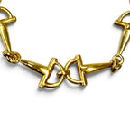 Celine Vintage Triomphe Horsebit Chain Long Necklace Gold