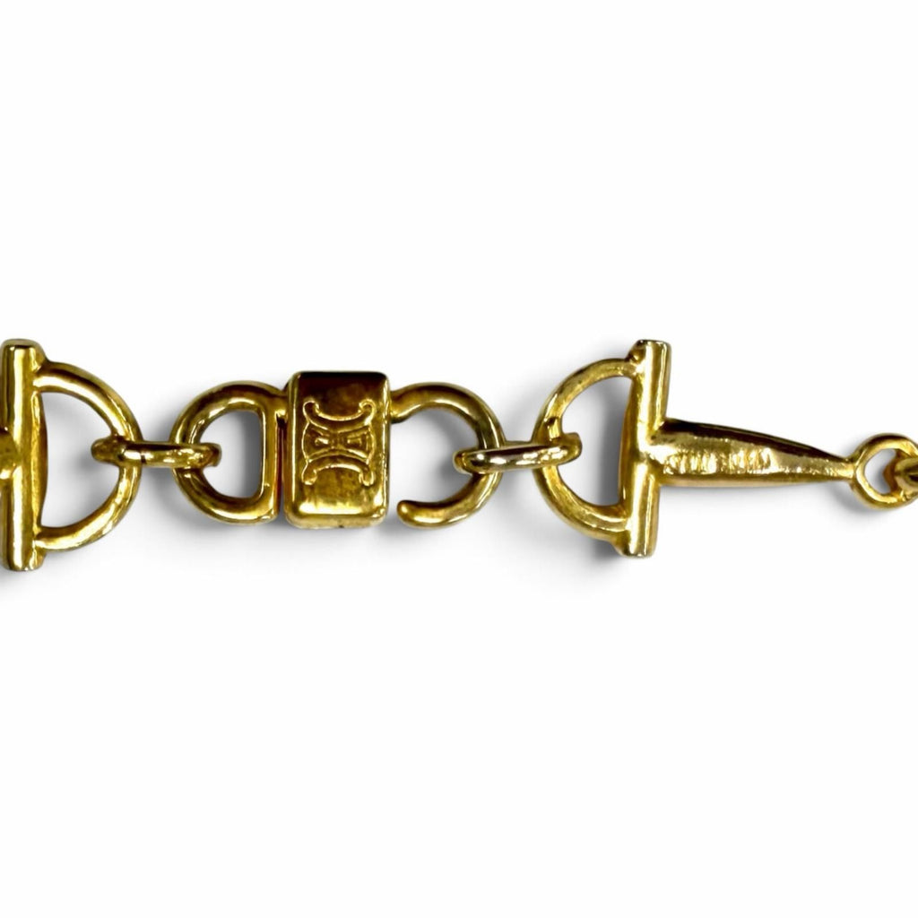 Celine Vintage Triomphe Horsebit Chain Long Necklace Gold — view 7