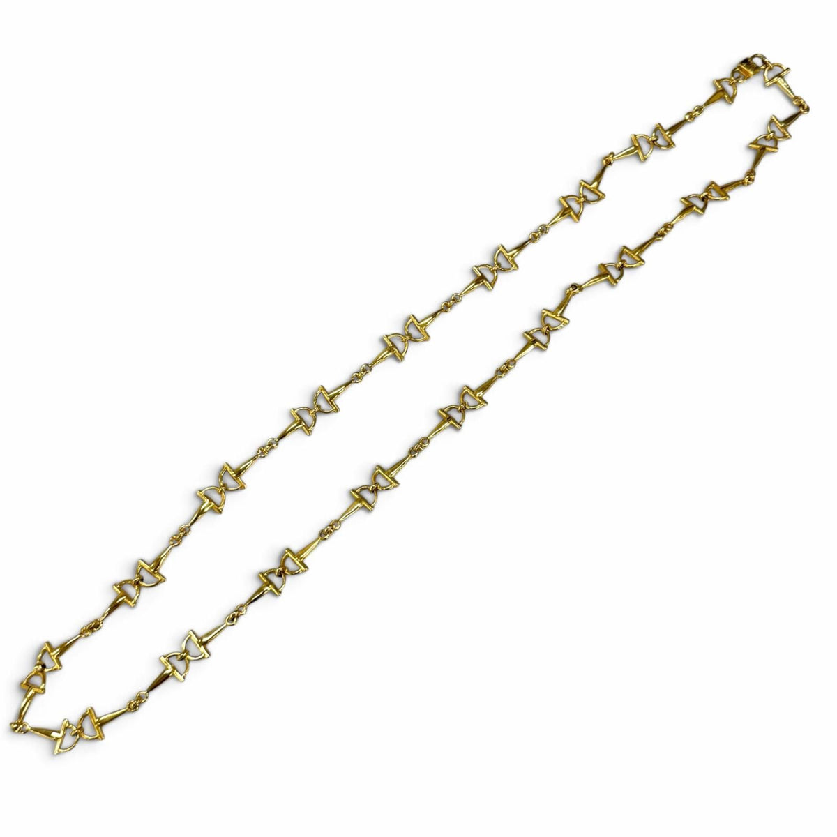 Celine Vintage Triomphe Horsebit Chain Long Necklace Gold — view 5