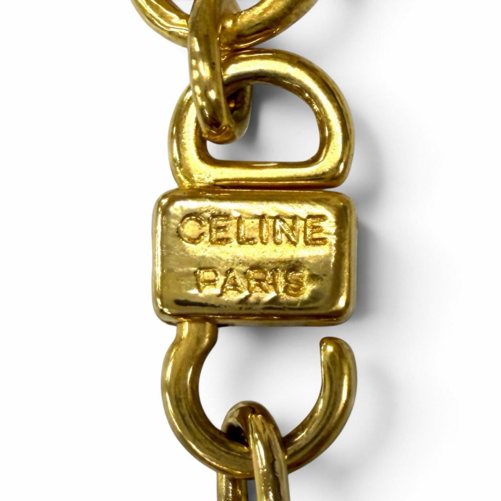 Celine Vintage Triomphe Horsebit Chain Long Necklace Gold — view 8