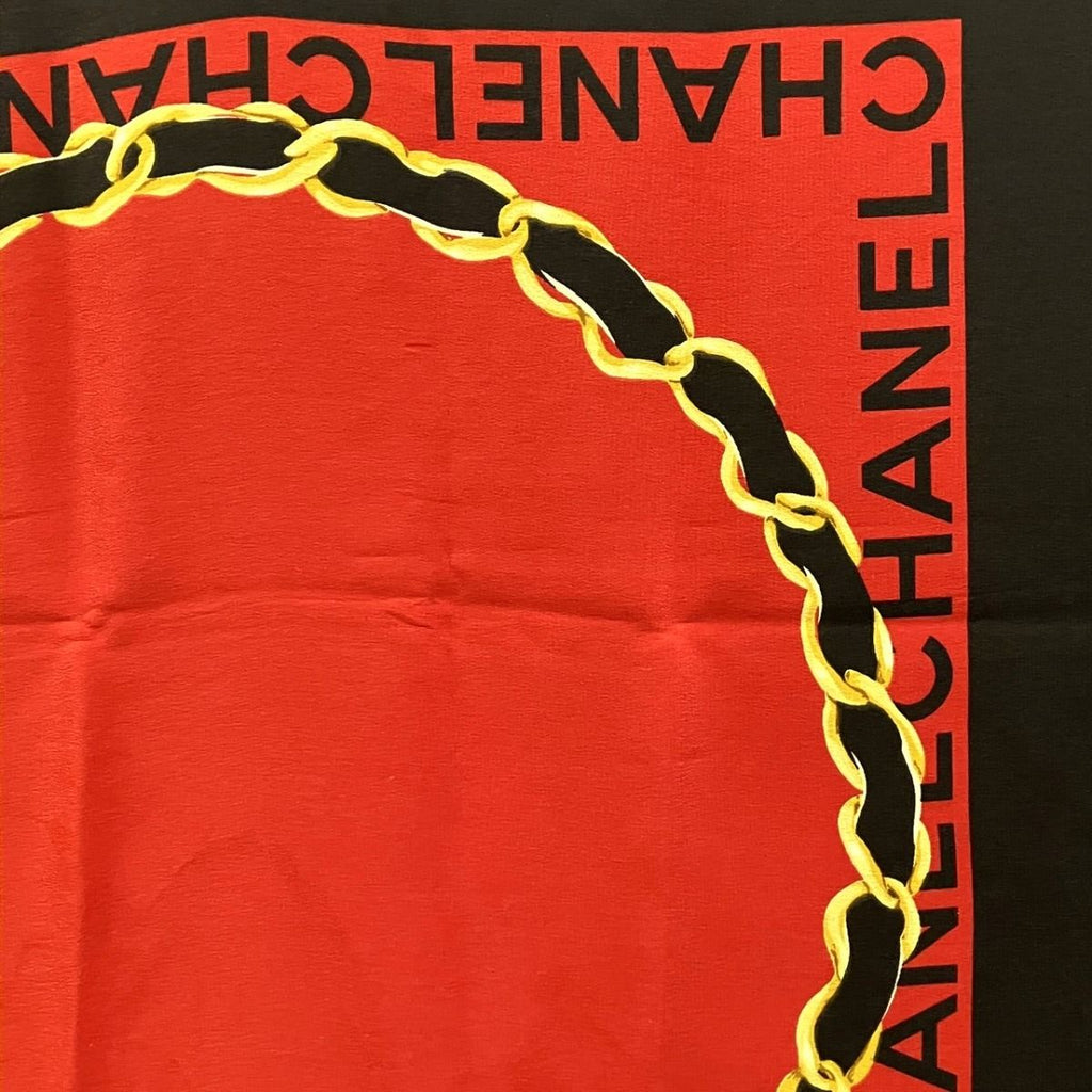Chanel Quilted Pattern CC Logo Chain Bag Design Scarf Silk — view 3