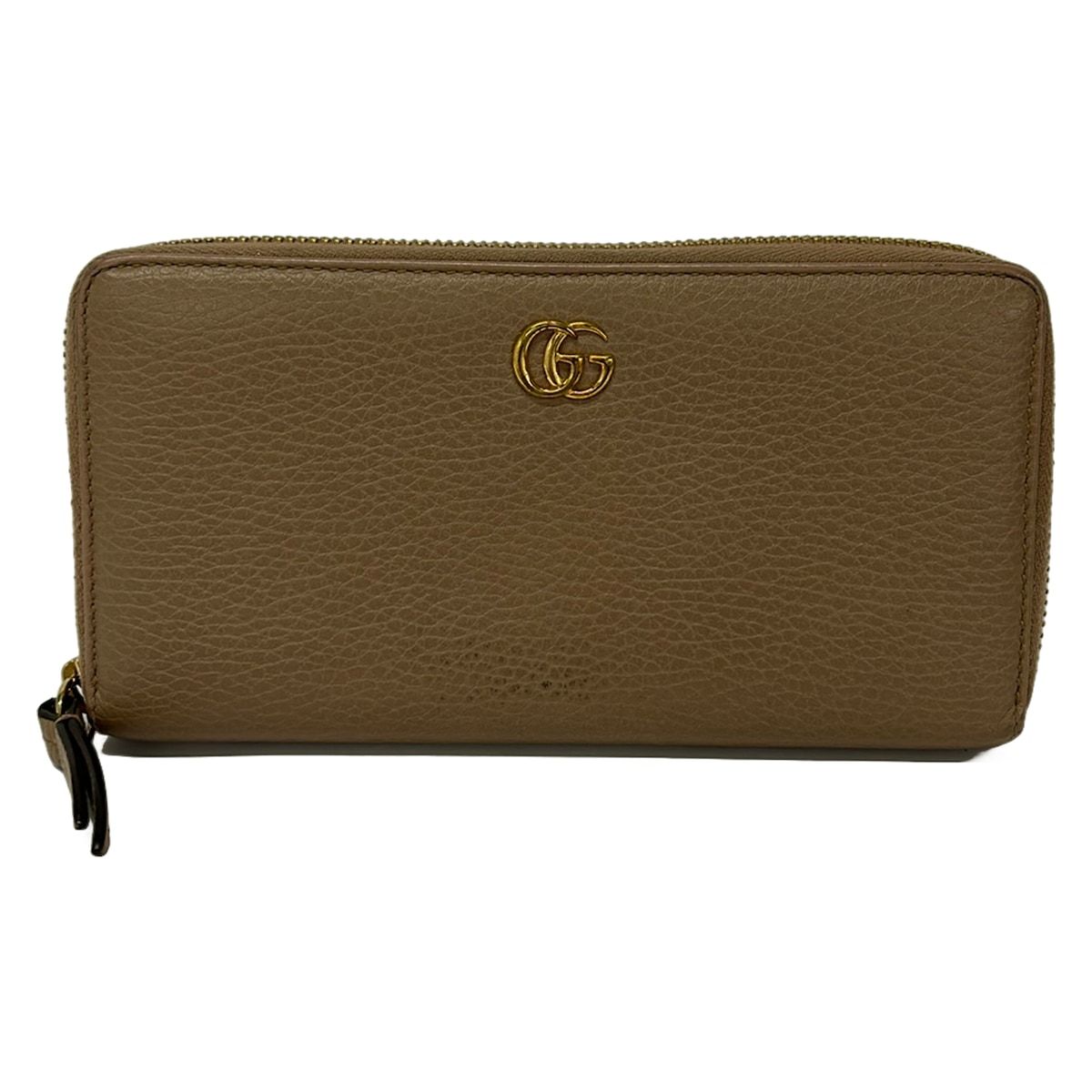 Gucci Wallet GG Marmont Beige Zip Around Leather