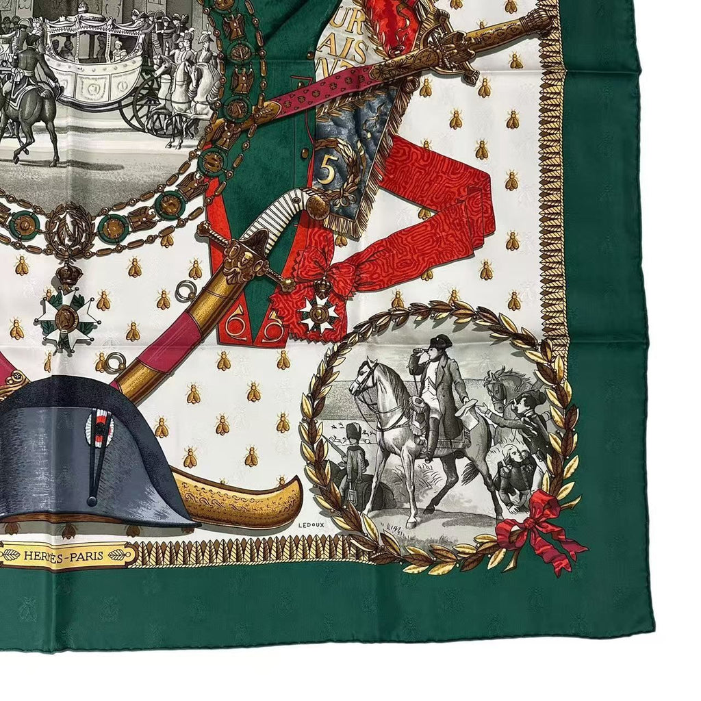 Hermes Scarf Silk 100% Carre 90 Napoleon Green — view 5