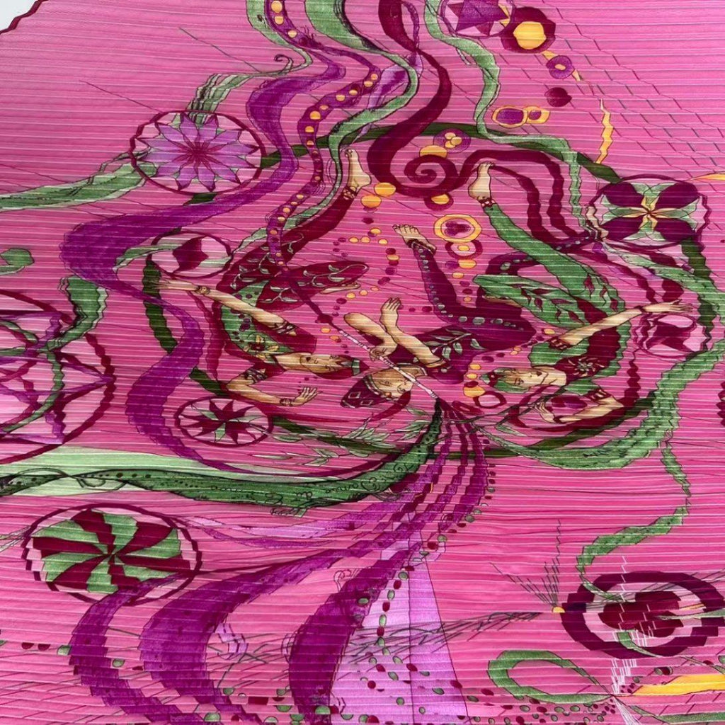 Hermes Pleated Scarf Silk la Danse du Cosmos Space Dance Pink — view 5