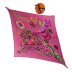 Hermes Pleated Scarf Silk la Danse du Cosmos Space Dance Pink