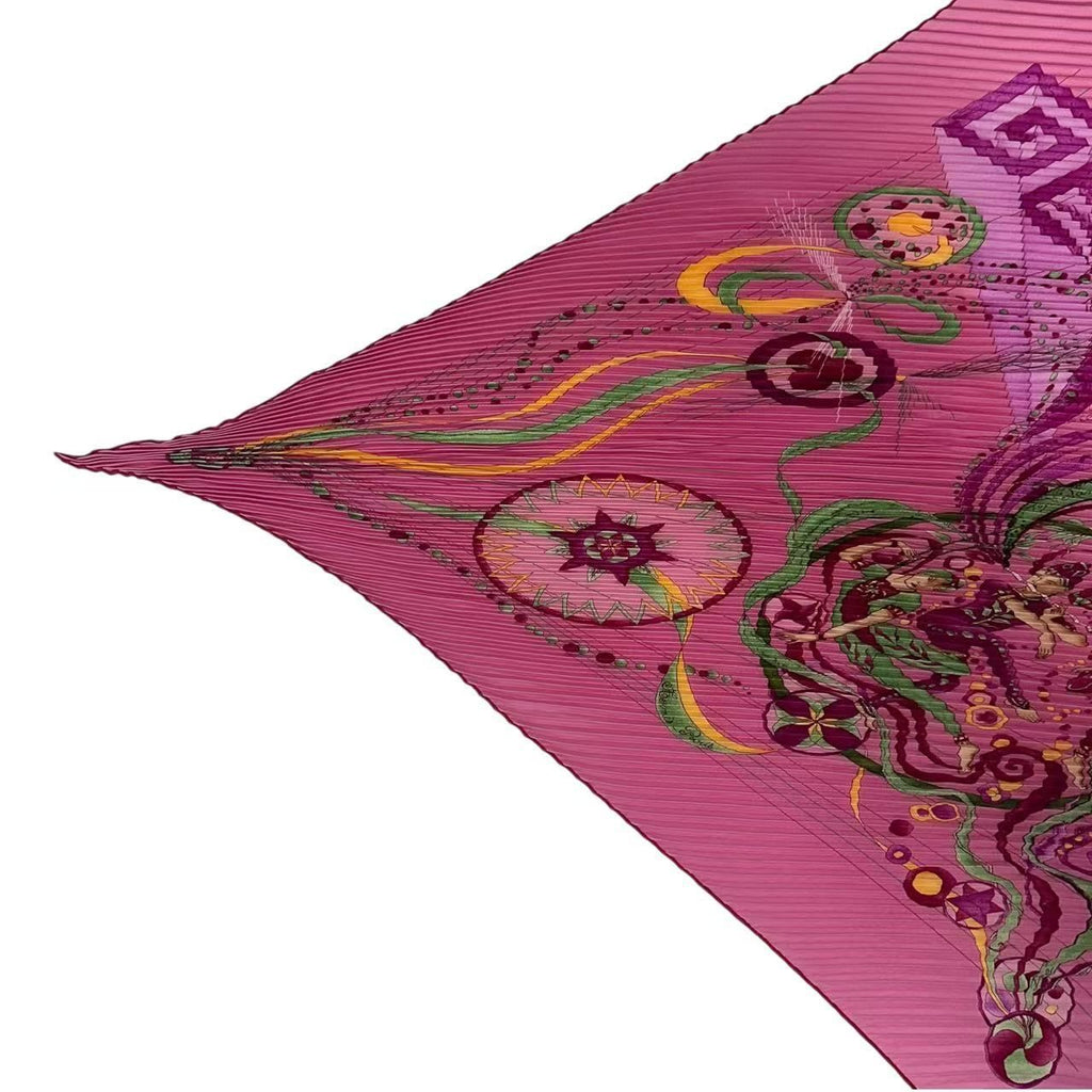 Hermes Pleated Scarf Silk la Danse du Cosmos Space Dance Pink — view 2