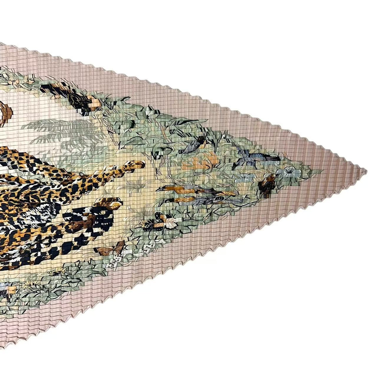 Hermes Scarf Pleated Silk Dip Dye Dip Die Jungle Love Beige — view 4