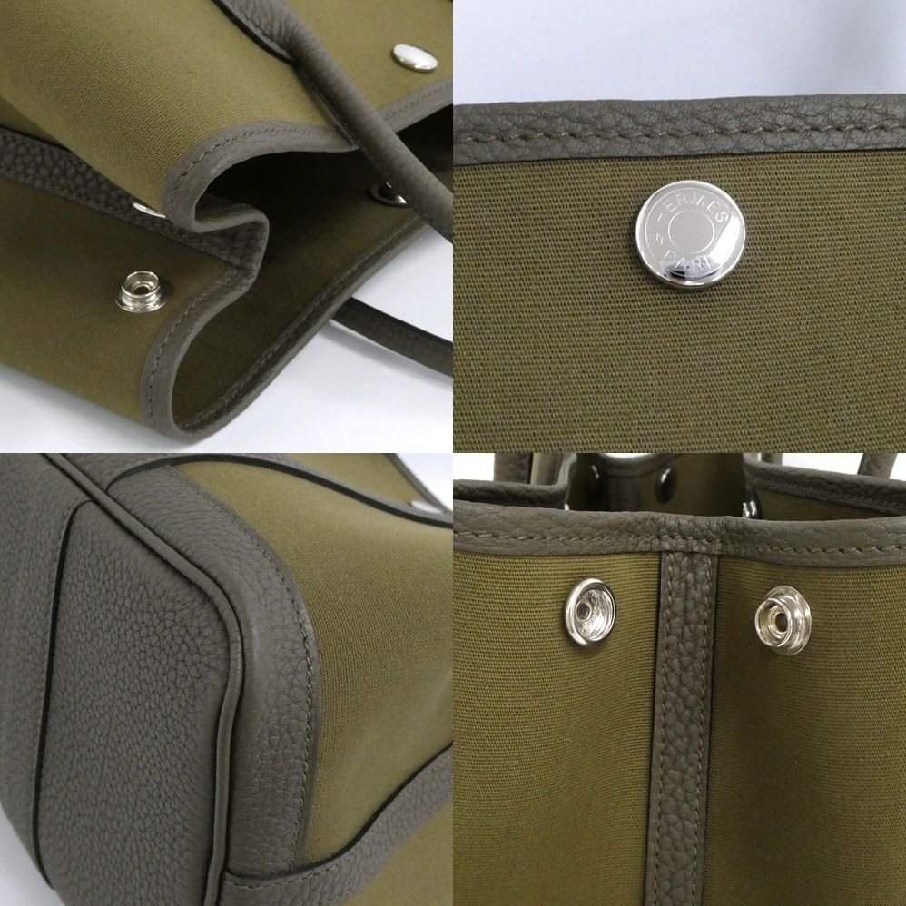 Hermes Garden Party TPM 30 Vert Loden Olive Toile Officier Negonda Tote Bag — view 7