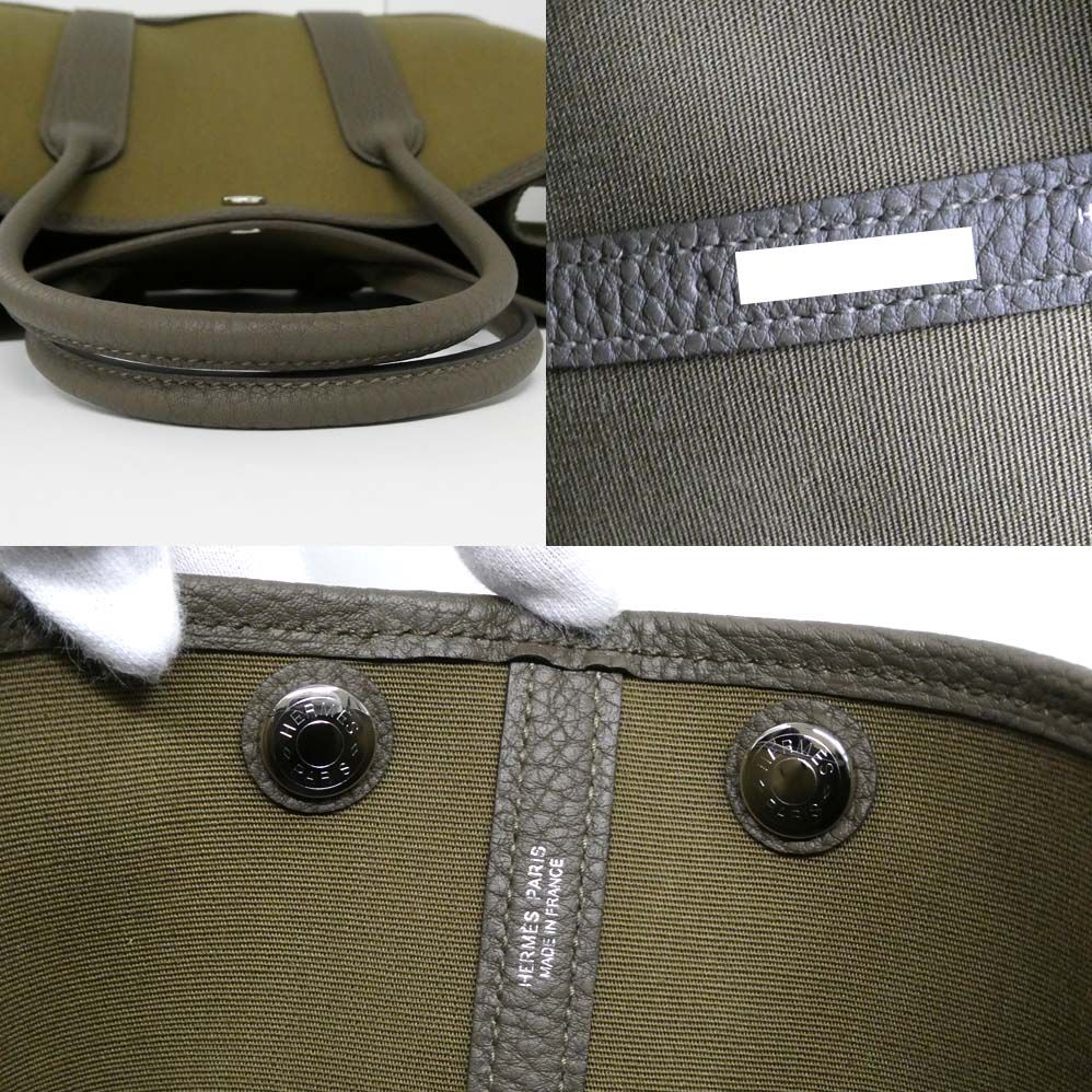 Hermes Garden Party TPM 30 Vert Loden Olive Toile Officier Negonda Tote Bag — view 6
