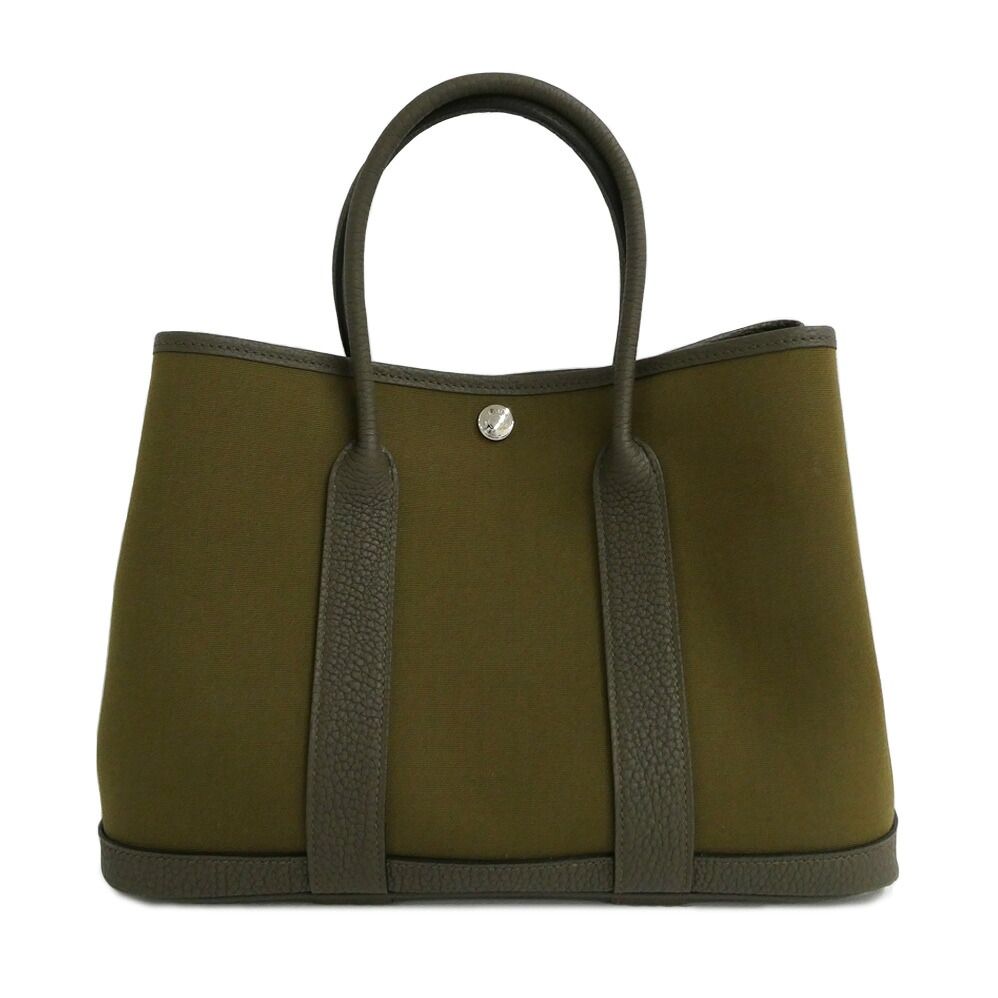 Hermes Garden Party TPM 30 Vert Loden Olive Toile Officier Negonda Tote Bag