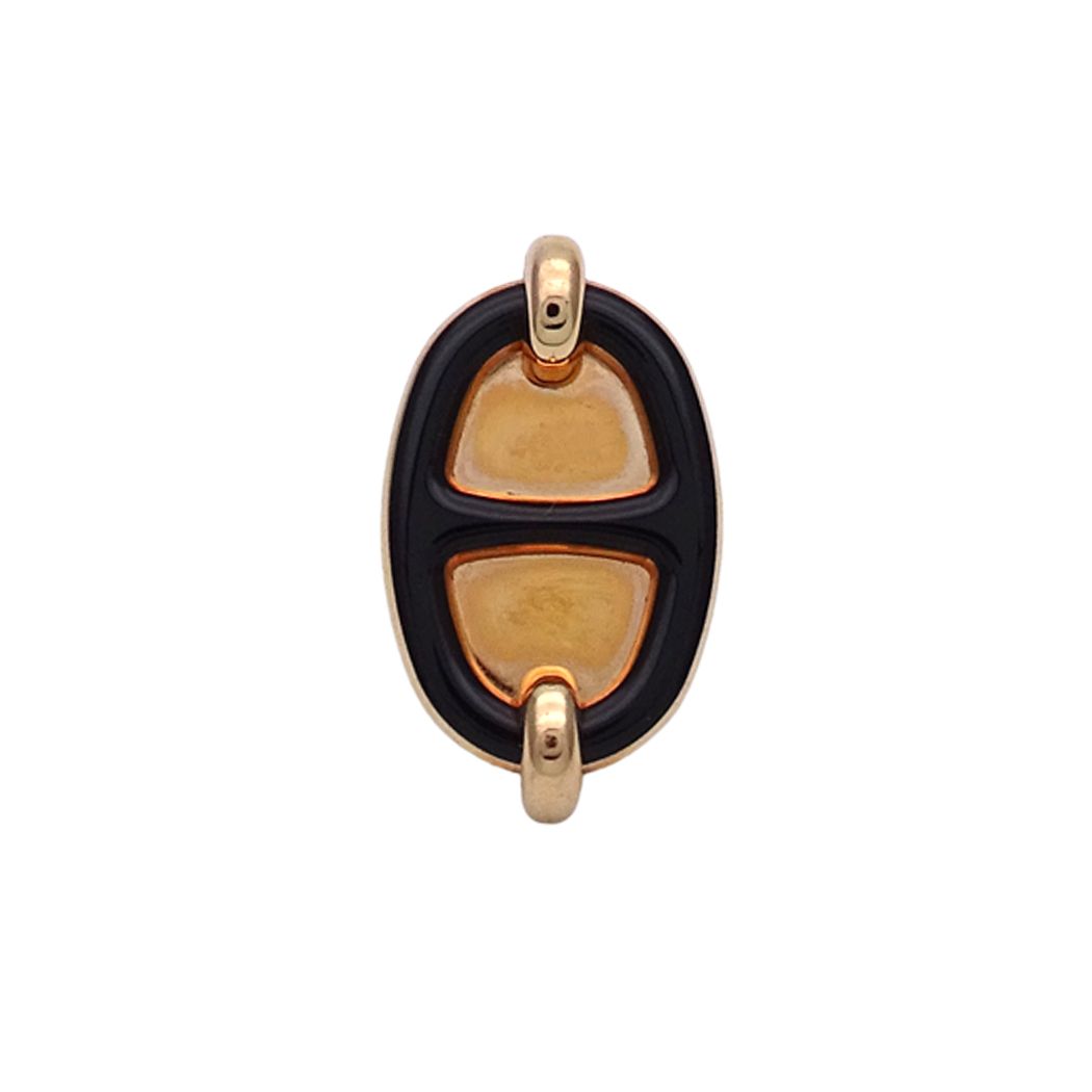 Hermes Earrings Mini Maillon Metal Pink Gold Black Simple One Side — view 4