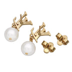 Louis Vuitton Earrings Faux Pearl LV Iconic Gold — view 3