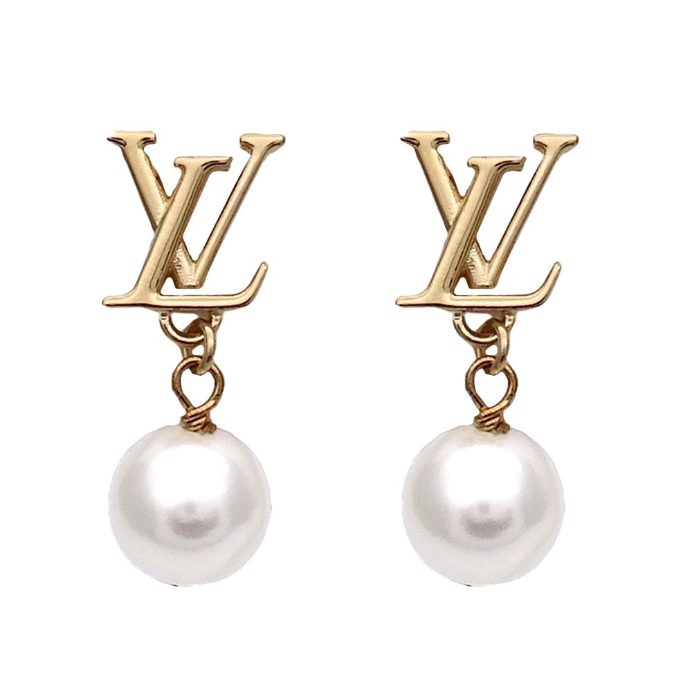 Louis Vuitton Earrings Faux Pearl LV Iconic Gold