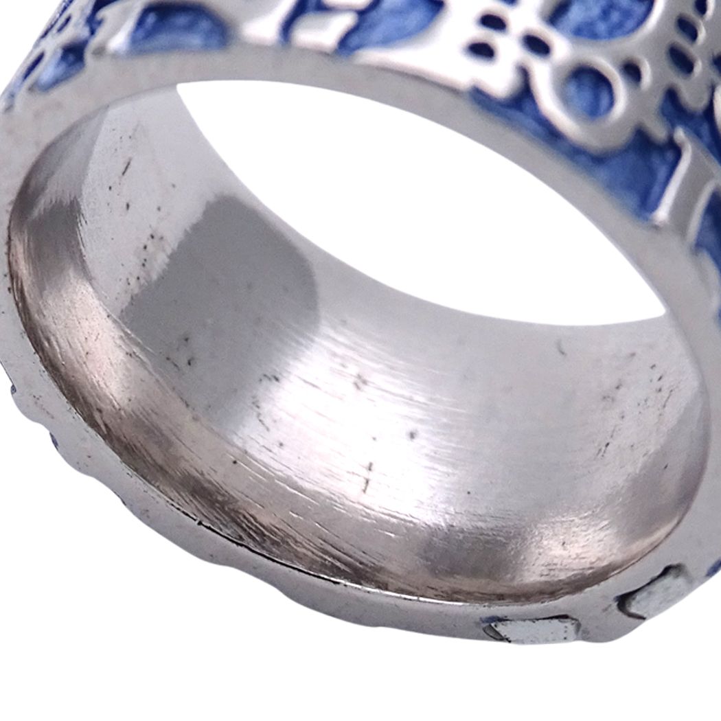 Dior Ring Trotter Metal Blue Silver White Logo — view 8