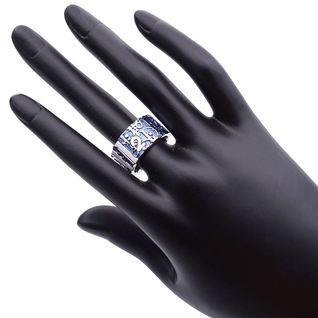Dior Ring Trotter Metal Blue Silver White Logo — view 7
