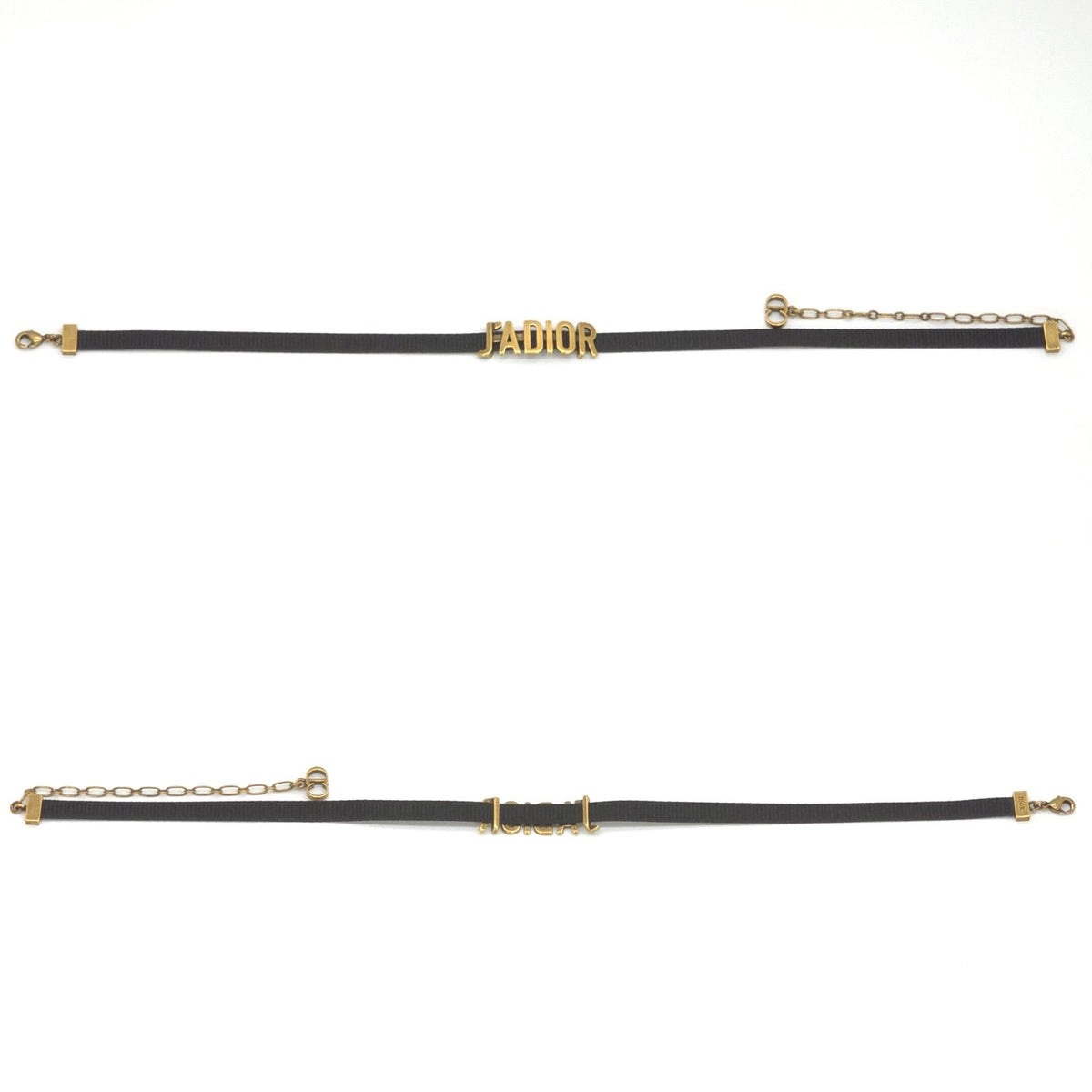 Dior J'adior Logo Choker Necklace Neck Gold Tone Metal Antique Polished Black — view 2