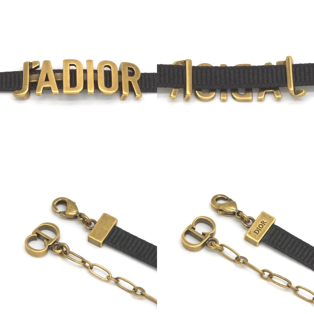 Dior J'adior Logo Choker Necklace Neck Gold Tone Metal Antique Polished Black — view 5