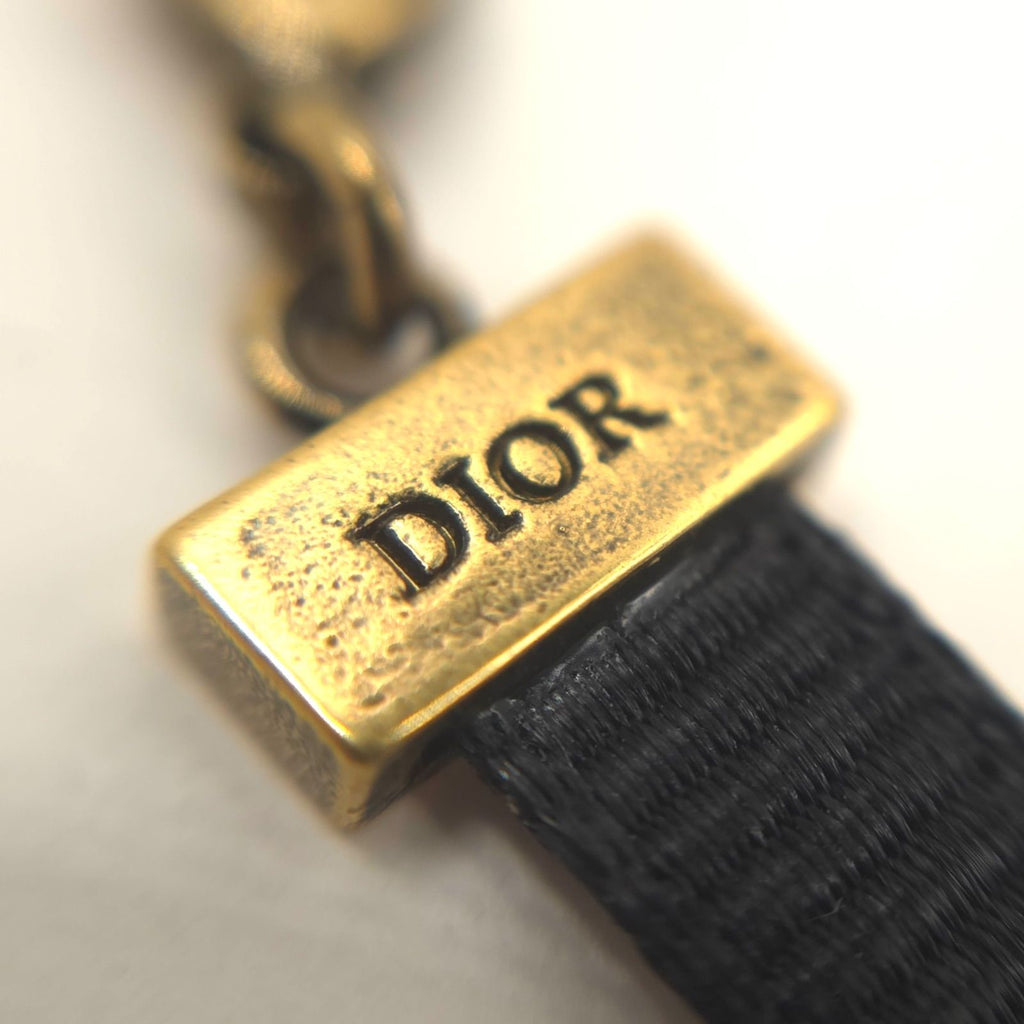 Dior J'adior Logo Choker Necklace Neck Gold Tone Metal Antique Polished Black — view 6