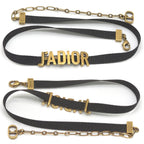 Dior J'adior Logo Choker Necklace Neck Gold Tone Metal Antique Polished Black — view 4