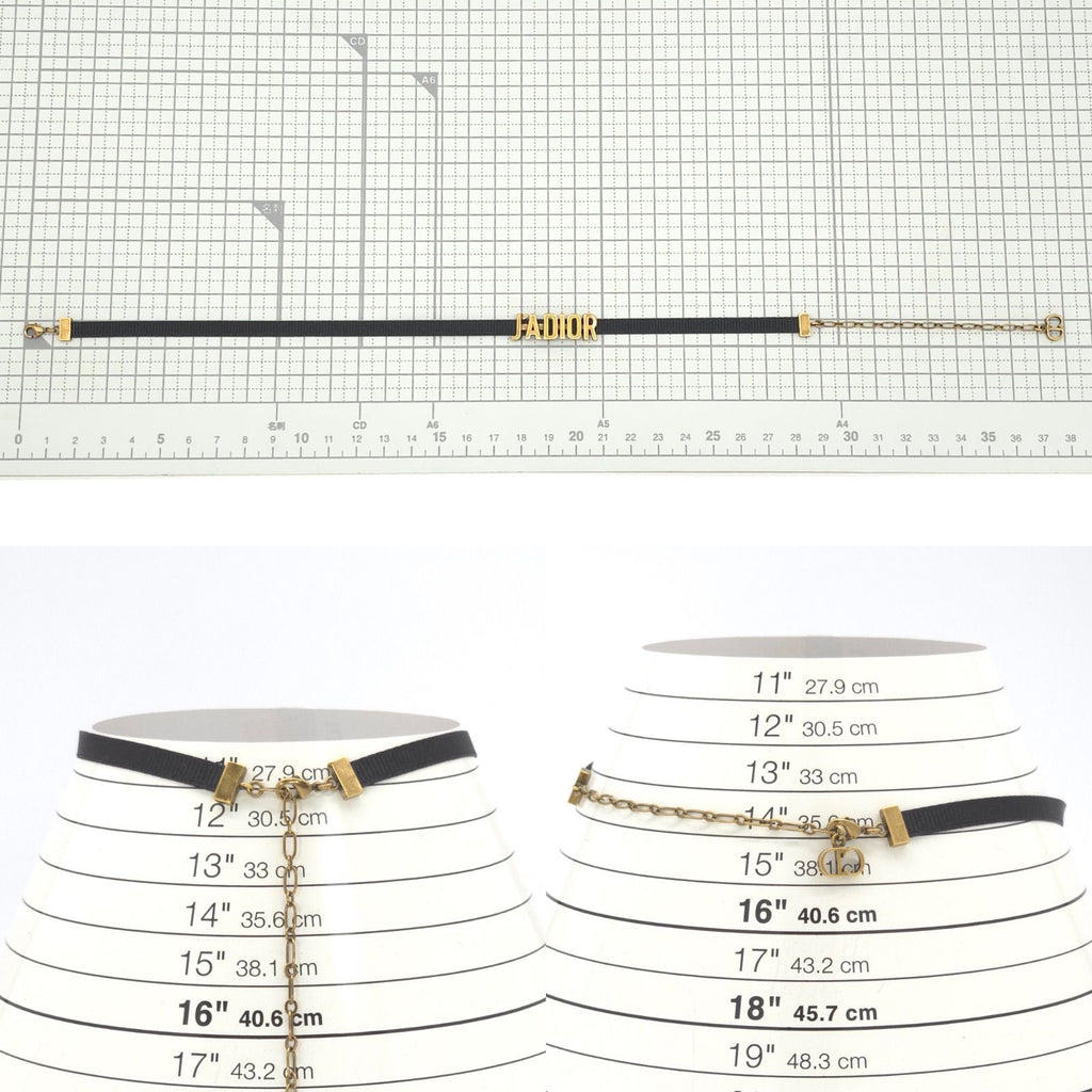 Dior J'adior Logo Choker Necklace Neck Gold Tone Metal Antique Polished Black — view 7