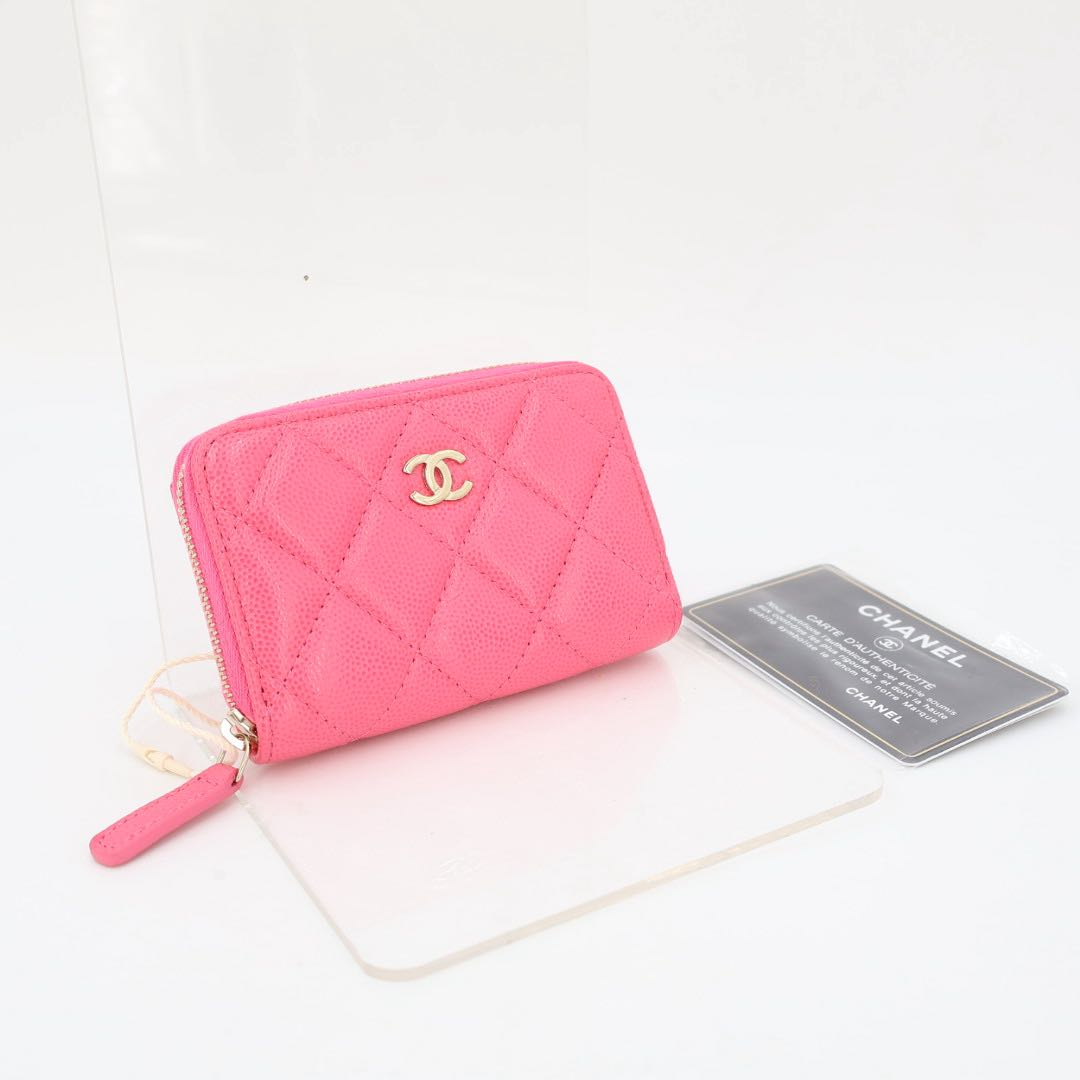 Chanel Lachic Zip Coin Purse Caviar Leather Pink
