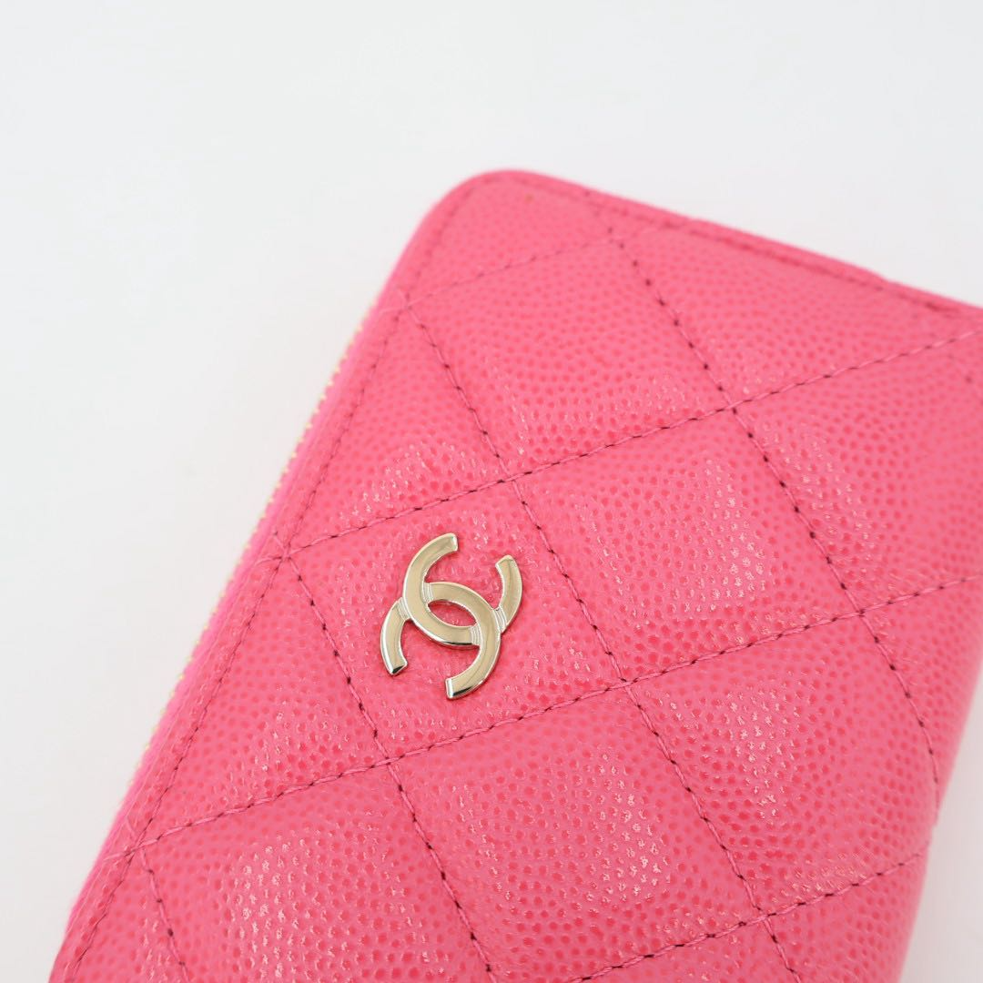 Chanel Lachic Zip Coin Purse Caviar Leather Pink — view 3
