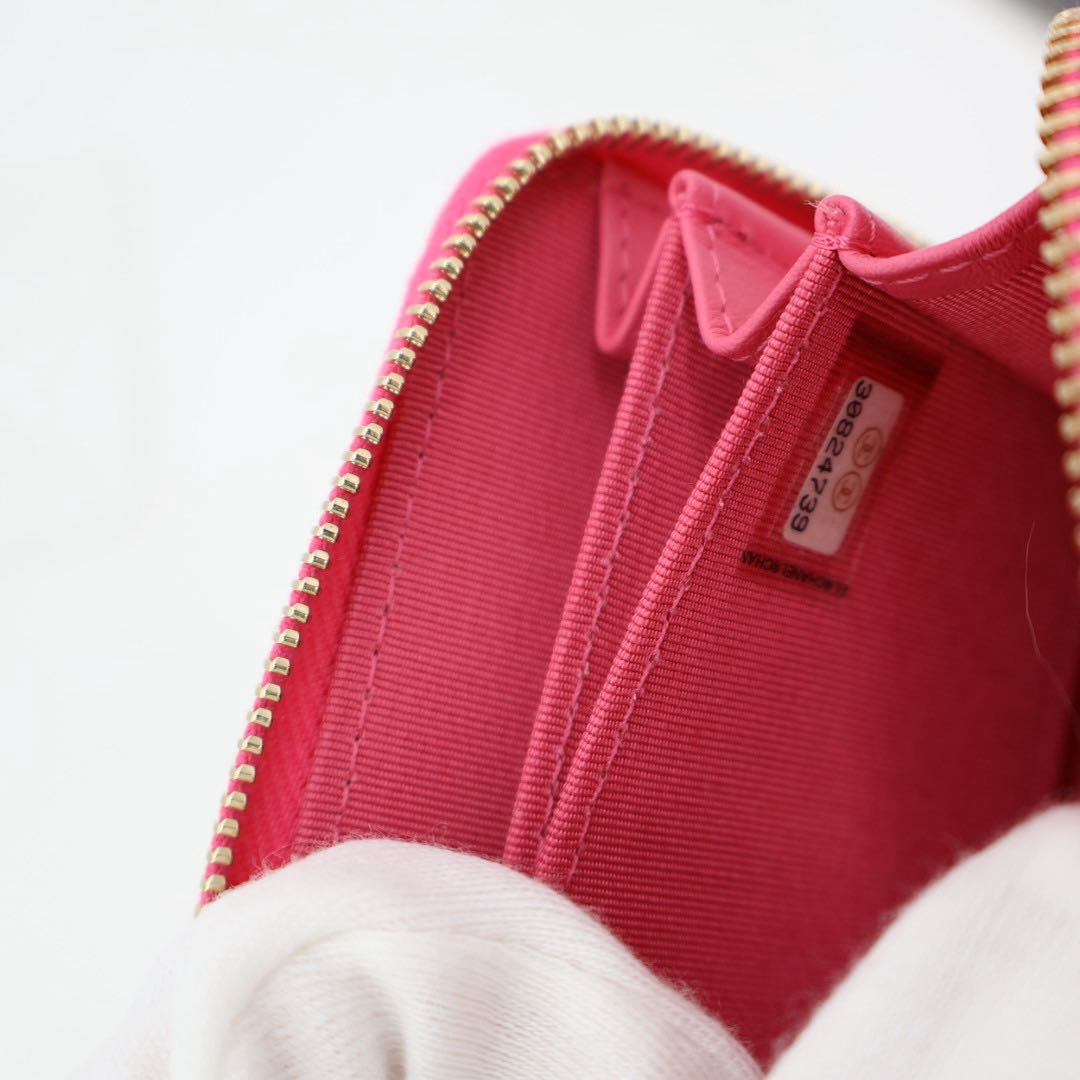 Chanel Lachic Zip Coin Purse Caviar Leather Pink — view 6