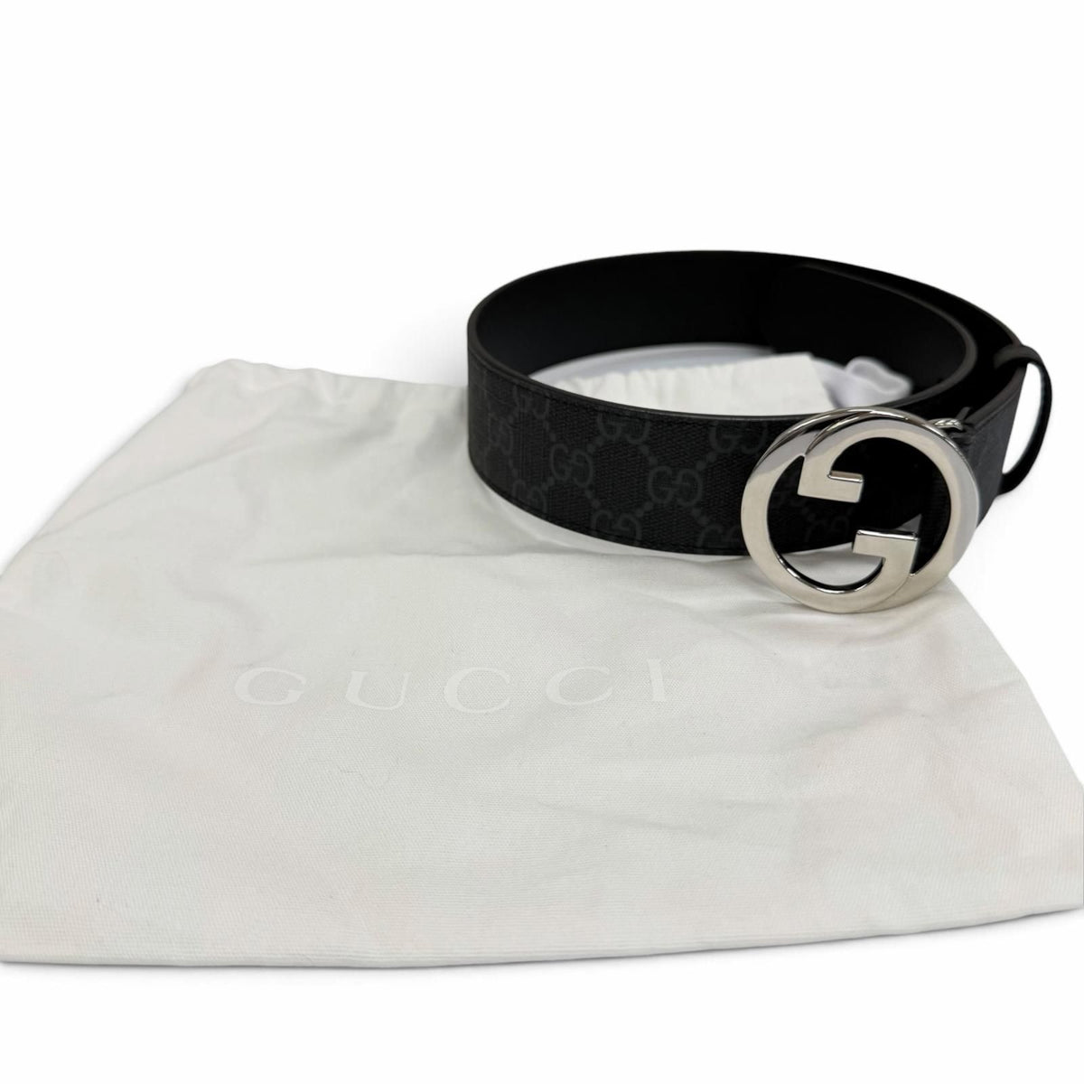 Gucci GG Supreme Interlocking G Belt Black Silver 65/26 — view 2