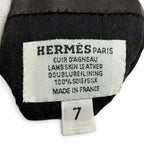 Hermes Lambskin Lining Silk 100% H Design Gloves Black — view 8