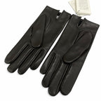 Hermes Lambskin Lining Silk 100% H Design Gloves Black — view 6