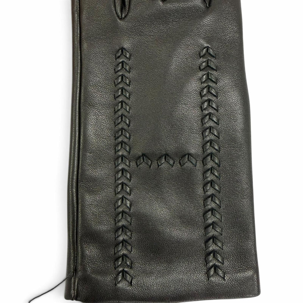 Hermes Lambskin Lining Silk 100% H Design Gloves Black — view 7