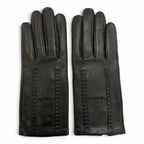 Hermes Lambskin Lining Silk 100% H Design Gloves Black — view 3