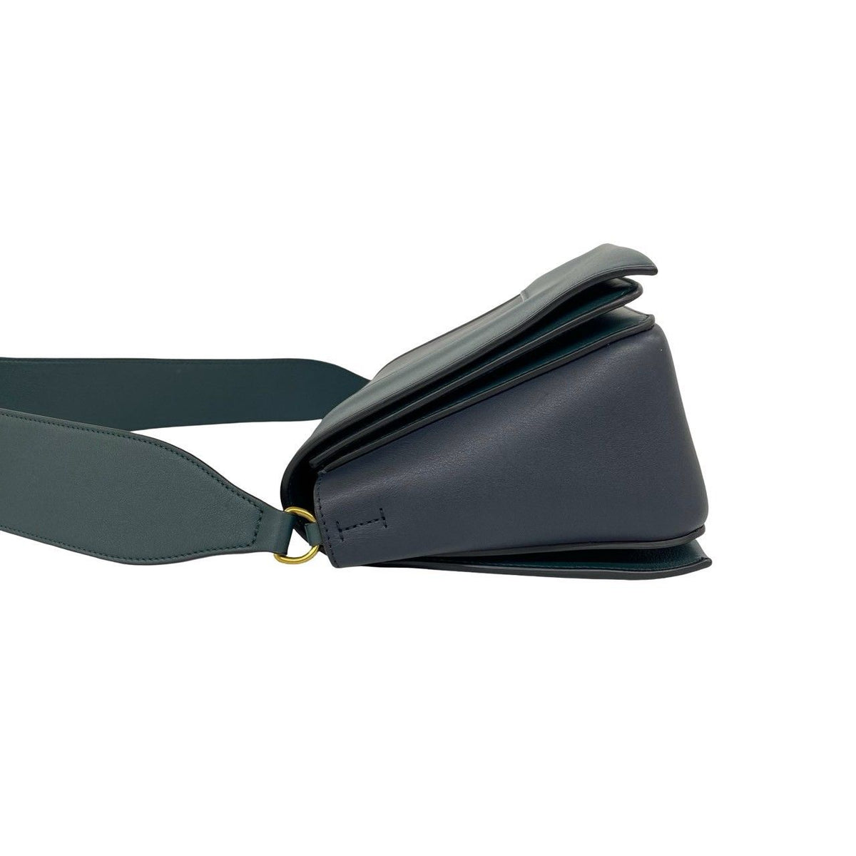 Celine Frame Medium Shoulder Bag Leather Pochette Crossbody Navy Green — view 5