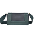 Celine Frame Medium Shoulder Bag Leather Pochette Crossbody Navy Green — view 3