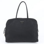 Prada White Tag Tessuto Nylon Triangle Logo Leather Tote Bag